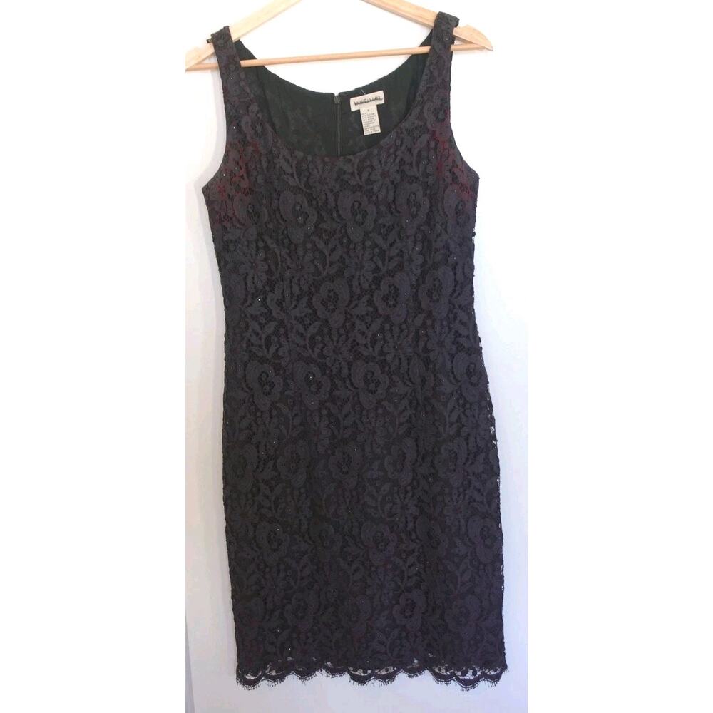 Vintage 90s Dress 6 Black Red Lace Sleeveless Sequin Mini Party Whimsigoth Fairy